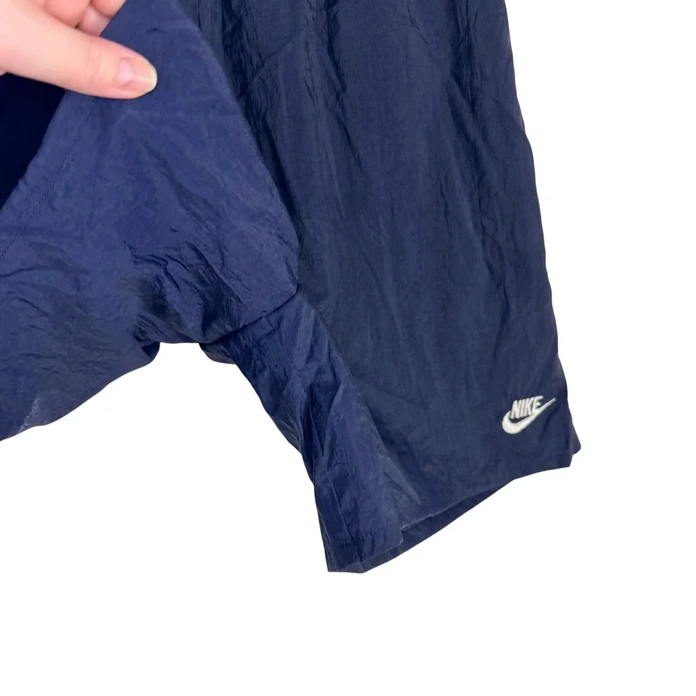 Nylon Mesh Lined Shorts Large Navy Blue‎ Vintage Swoosh Sporty Gorpcore 90s